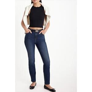 Express Woman High Waisted Dark Wash 50/50 Rigid Stretch '90s Skinny Jea…